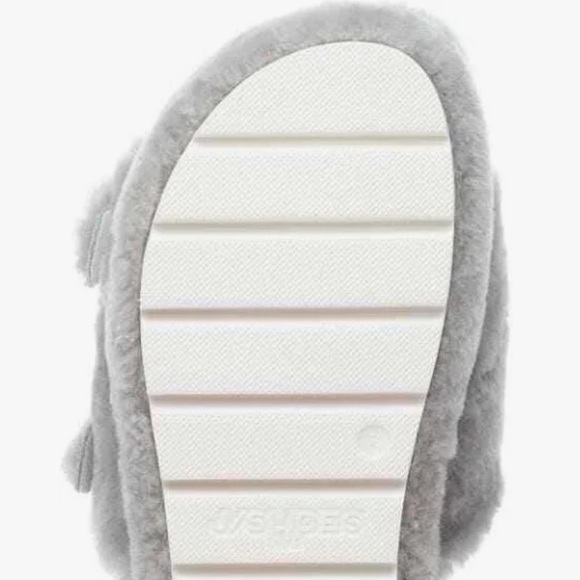 BRAND NEW J/SLIDES Brooke Grey 100% WOOL SHEARLING Platform Buckled Slides 7 - Picture 13 of 15